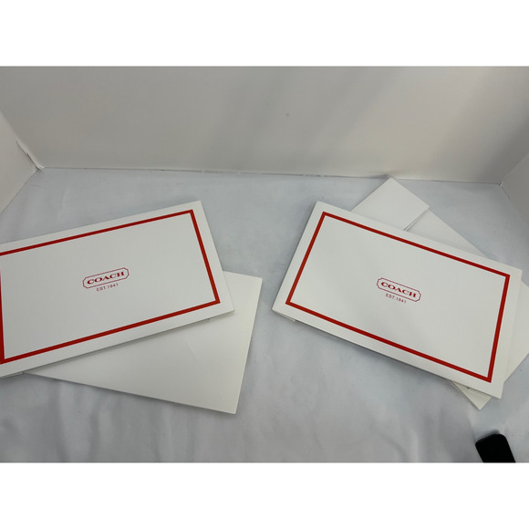 2 Coach 6" x 10” X 2 1/2" White & Red Gift Boxes New! - Picture 1 of 6